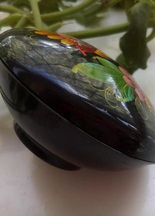 Шкатулка-пудреница ссср пластиковая петриковская роспись миниатюра дарницкой фспи (киев)