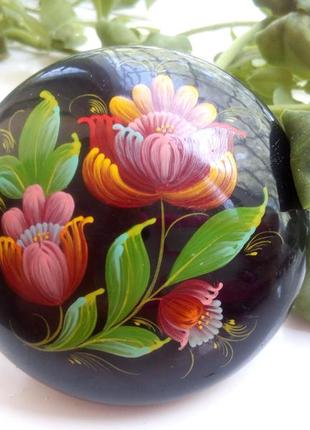 Шкатулка-пудреница ссср пластиковая петриковская роспись миниатюра дарницкой фспи (киев)