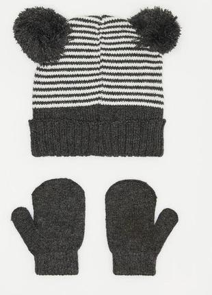 Набор шапка бини и варежки набор шапка бини + перчатки на ребенке2 фото