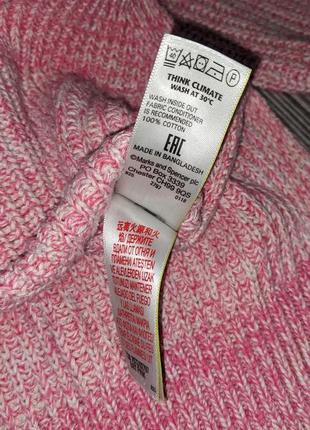 Меланжевый бело-розовый котоновый свитер m&s collection #24457 фото