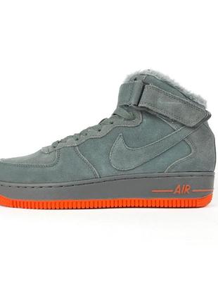 Кросівки nike air force 1 high зима сірі