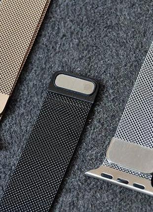 Ремешок миланская петля для apple watch 38 mm 40mm black milanese loop ремешок на эпл вотч на магните черный8 фото