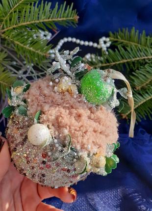 Эксклюзивный шар!🍏🎄☃️ елочная новогодняя игрушка текстиль стекло яблоко рождественская подвеска6 фото