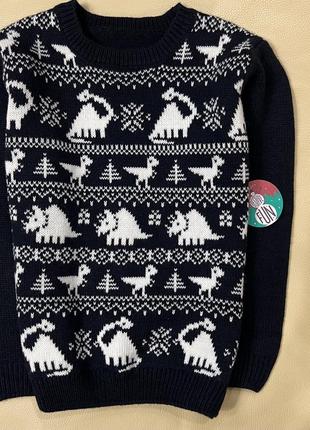 Новогодний свитер в динозаврах и елках 4-5 р новый, сток3 фото