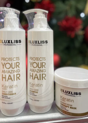 Набор для волос luxliss keratin (шампунь 500 мл + кондиционер 500 мл + маска холодный ботокс 400 мл)