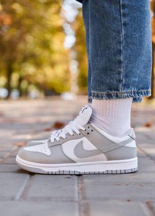 Nike sb dunk low retro white grey1 фото