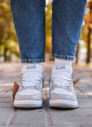 Nike sb dunk low retro white grey6 фото