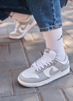 Nike sb dunk low retro white grey8 фото