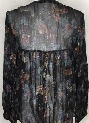 Шифоноая блуза накидка з вишивкою віскоза від zara l-xl5 фото