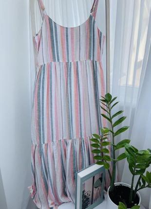Ярусний сарафан nutmeg сукня сорочка р. uk 20 льон плаття рубашка лляна віскоза2 фото