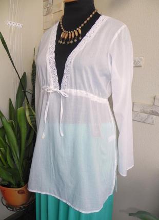 Тоненькая воздушная батистовая  блуза с треугольным вырезом горловины6 фото