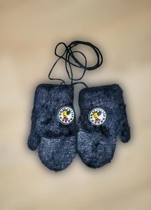 Теплі рукавички для на хлопчика міккі маус пухнасті зимові зиму1 фото