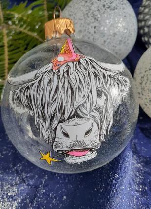 Набор стеклянных шаров! ❄☃️ елочные новогодние рождественские игрушки подвески бык бычок стекло