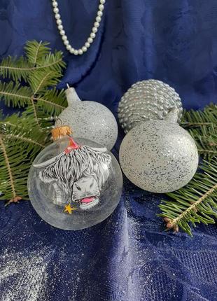 Набор стеклянных шаров! ❄☃️ елочные новогодние рождественские игрушки подвески бык бычок стекло