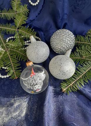 Набор стеклянных шаров! ❄☃️ елочные новогодние рождественские игрушки подвески бык бычок стекло