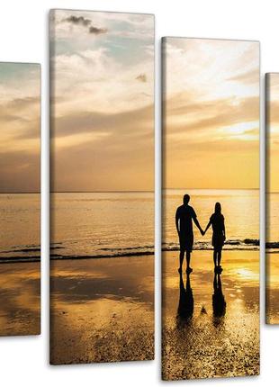 Модульная картина пара на пляже art-140_4 с лаковым покрытием