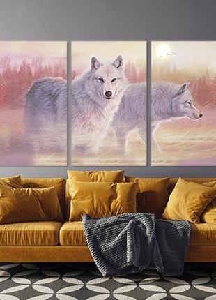 Модульна картина у вітальню/ спальню  вовки    art-313_3a з лаковим покриттям3 фото