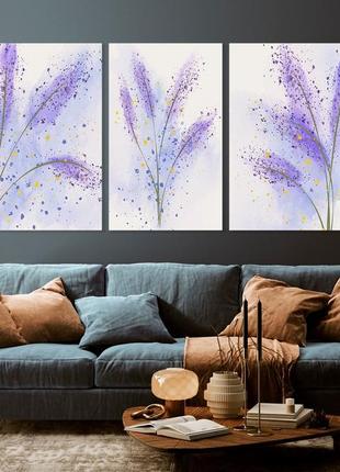 Модульна картина у вітальню/ спальню  квіти     art-177_3a з лаковим покриттям3 фото