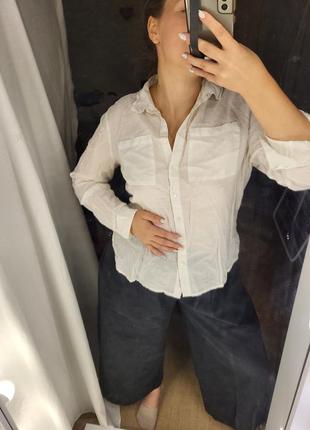 Сорочка біла вишивка прошва асиметрія кишені ґудзики