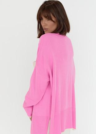 Кофта оверсайз с карманом на груди, розовый4 фото