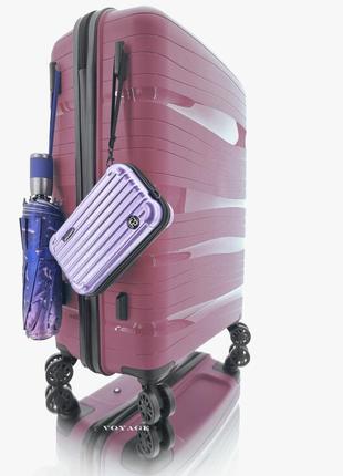 Дорожный пластиковый полипропиленовый чемодан большой l voyage super me на 4-х колесах бордовый