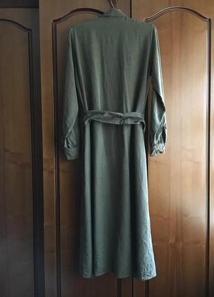 Сукня сорочка міді кольору хакі з рукавом h&m7 фото