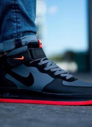 Кроссовки nike air force 1 black\grey\red