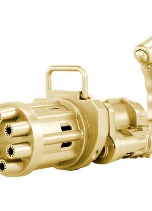 Пулемет-генератор мыльных пузырей золотой (батарейки и 50мл мульных пузырей в подарок)1 фото