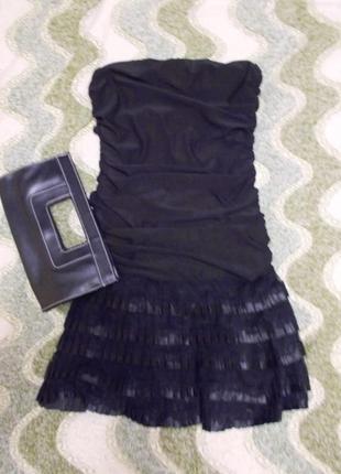 Платье сукня бюстье шифоновое кружевное пишное гипюровое + клатч