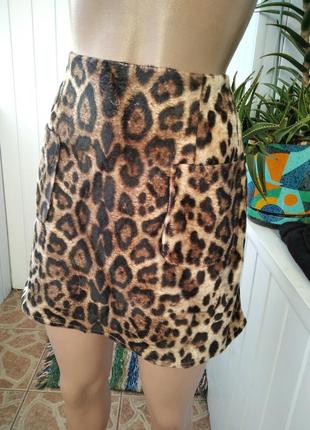 Плюшевая юбка в леопардовый принт9 фото