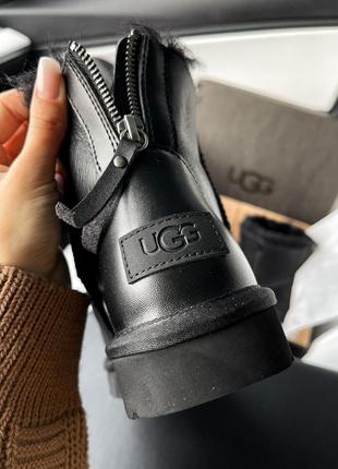 Уггі угги уги ugg short zip black leather4 фото