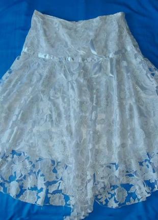 Белая гипюровая юбка р.xl