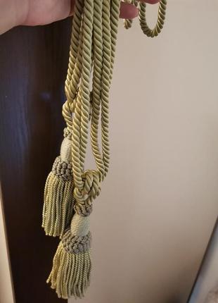 Подвязки для штор кисточки оливковые5 фото