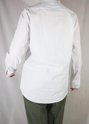 Белоснежная белая базовая рубашка коттоновая рубашка унисекс m&amp;s9 фото