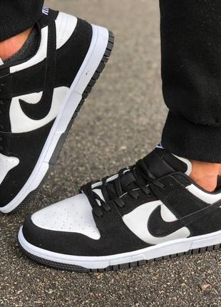 Кроссовки найк данк Черные (nike dunk black-white)4 фото