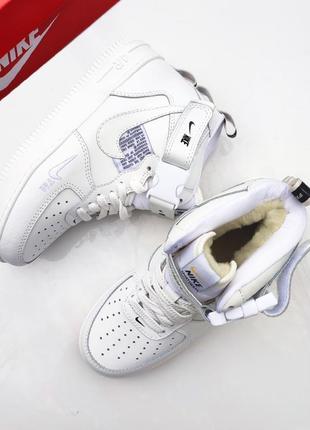 ❄️зимние кроссовки nike air force 1 mid 07 white белые❄️