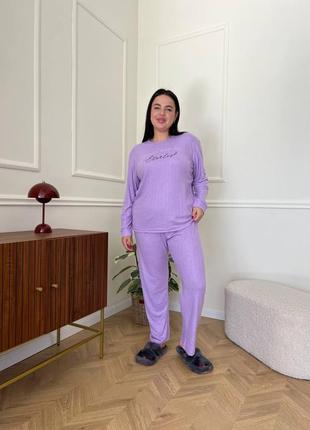 Теплая пижама флисовая лиловая 2xl 3xl 4xl6 фото