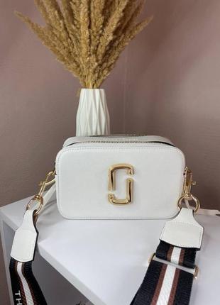 Жіноча сумка marc jacobs logo white марк джейкобс біла 0057