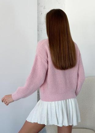Розовый вязаный свитер из шерсти3 фото