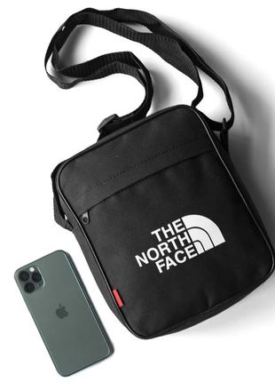 Мужская спортивная сумка мессенджер через плечо the north face faton черная тканевая барсетка hnf