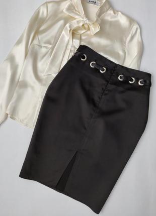 Шикарная атласная юбка черная юбка миди2 фото