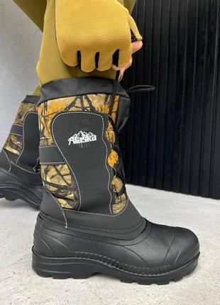 Теплі водонепроникні гумові чоботи на шнурівці "аляска"