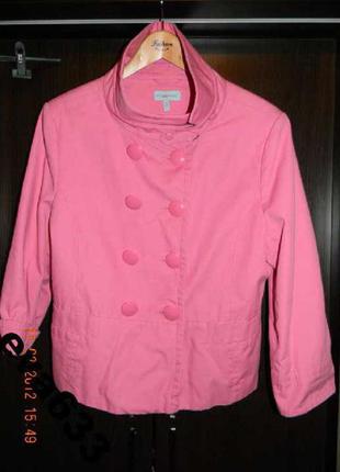 Красивый стильный ярко розовый котоновый пиджак  мр