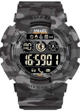 Мужские спортивные камуфляжные смарт часы smael 8013 smart watch, наручные спорт часы военные армейские7 фото
