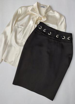 Шикарная атласная юбка черная юбка миди4 фото