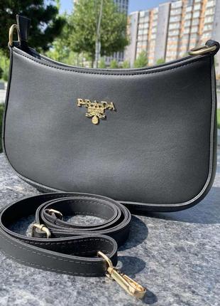 Жіноча міні сумочка клатч під прада, якісна чорна сумка маленька prada