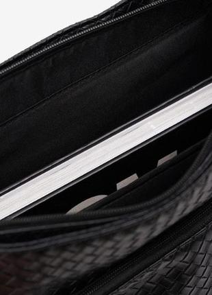 Мужской плетеный городской рюкзак большой и вместительный черный8 фото