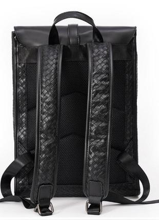 Мужской плетеный городской рюкзак большой и вместительный черный9 фото