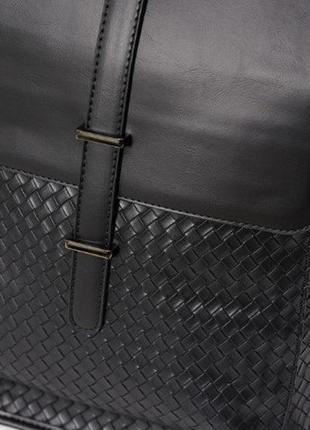 Якісний чоловічий рюкзак міський плетений чорний3 фото