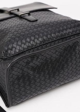 Мужской плетеный городской рюкзак большой и вместительный черный6 фото